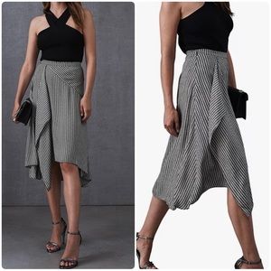 Reiss Womens Monochrome Ayodele Houndstooth Print Midi Skirt Size 4